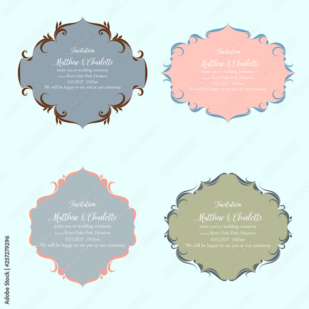 A set of abstract festive frames for congratulations, wedding invitations, postcards. A set of abstract festive frames for congratulations, wedding invitations, postcards.
