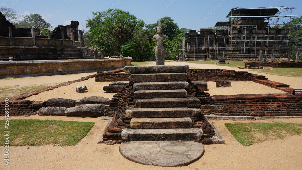 The Sacred Quadrangle with buddha, Ancient ruins Sri Lanka, Unesco ancient city Polonnaruwa, Sri Lanka