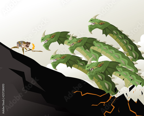 hercules fighting the hydra