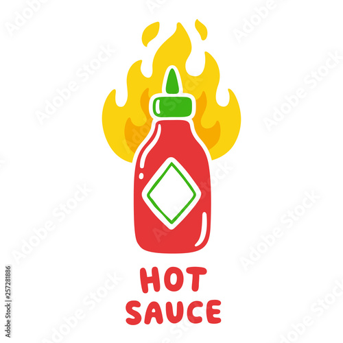 Hot sauce bottle on fire
