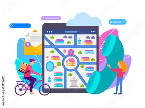 Taking orders online, determining the location via navigation