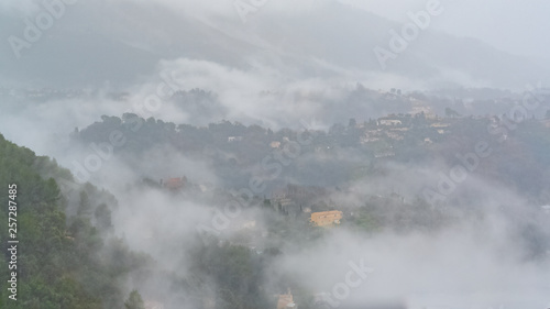 Provence, a village in the fog, beautiful landscape