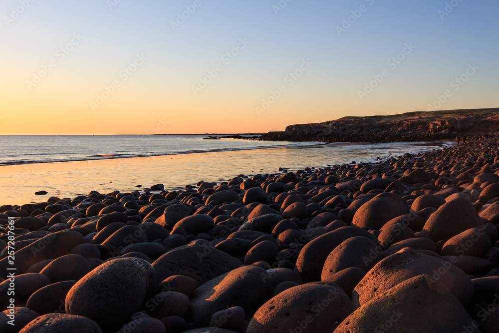 Obraz premium Stony coast at sunset in Iceland