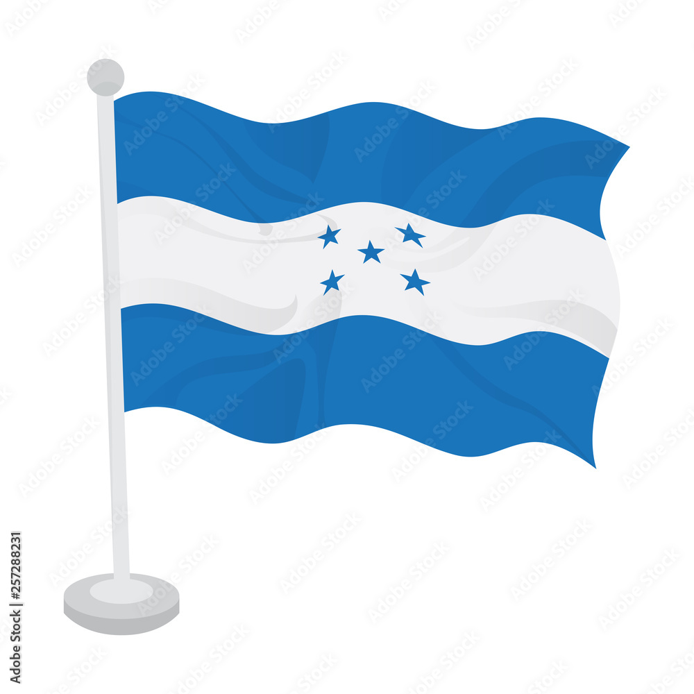 Waving flag of Honduras on a flagpole. Vector illustration design