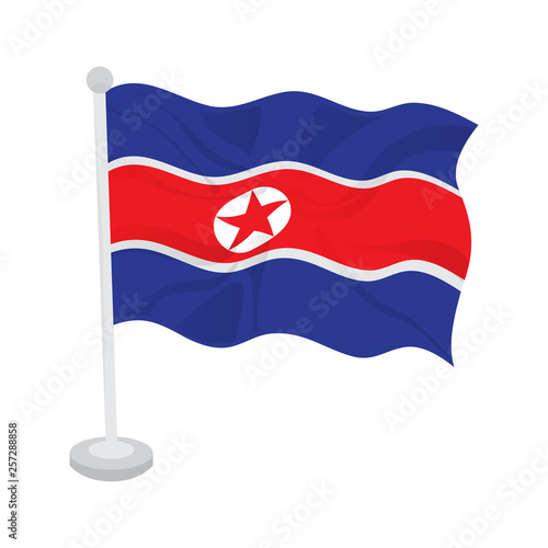 Free Download Waving flag of North Korea on a flagpole. Vector illustration design - GFXLoad