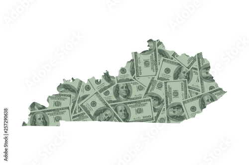 Kentucky State Map and Money Concept, Hundred Dollar Bills
