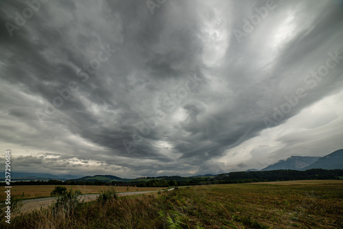 storm clouds over fields in slovakia