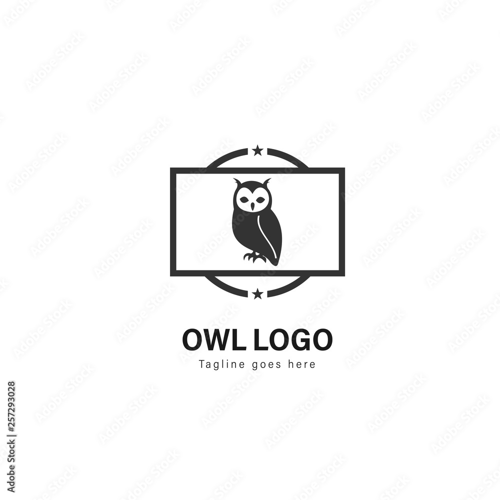 Owl logo template design. Owl logo with modern frame vector design Owl logo template design. Owl logo with modern frame vector design