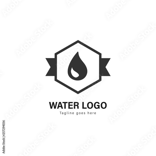 Water logo template design. Water logo with modern frame vector design