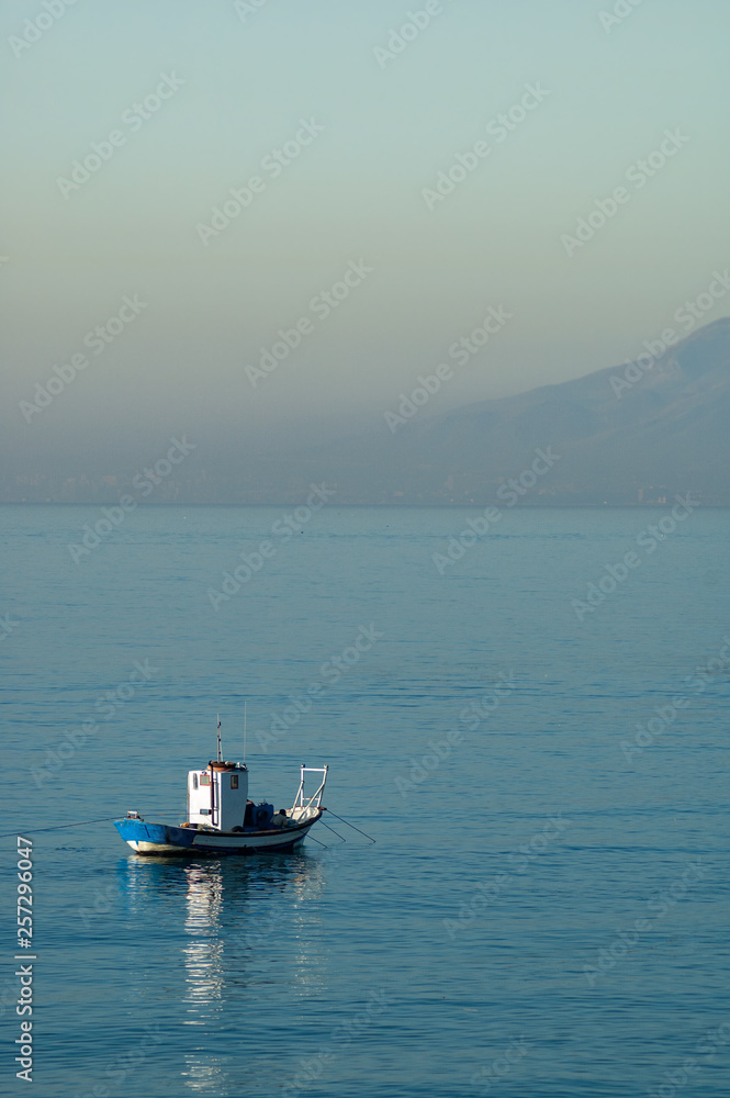 Traditional fishing boat in the Mediterranean sea