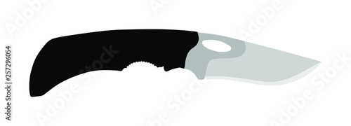Hunting knife vector illustration isolated on white background. Military knife slice symbol. Survivor tool. Dirk sign. Bayonet vector. Kitchen tool equipment.