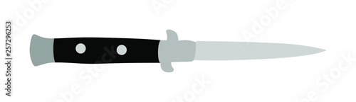 Hunting knife vector illustration isolated on white background. Military knife slice symbol. Survivor tool. Dirk sign. Bayonet vector. Kitchen tool equipment.