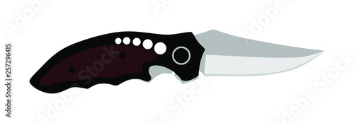 Hunting knife vector illustration isolated on white background. Military knife slice symbol. Survivor tool. Dirk sign. Bayonet vector. Kitchen tool equipment.