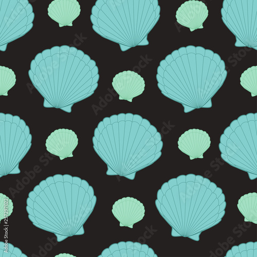 Cute kids shell pattern for girls and boys. Colorful shell on the abstract pattern create a fun cartoon drawing. The background is made in pastel colors. Urban shell pattern for textile and fabric.