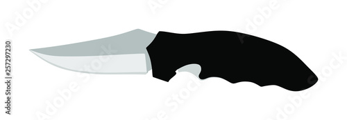 Hunting knife vector illustration isolated on white background. Military knife slice symbol. Survivor tool. Dirk sign. Bayonet vector. Kitchen tool equipment.