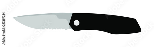 Hunting knife vector illustration isolated on white background. Military knife slice symbol. Survivor tool. Dirk sign. Bayonet vector. Kitchen tool equipment.