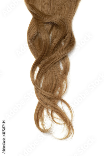Long wavy brown hair on white background. High resolution