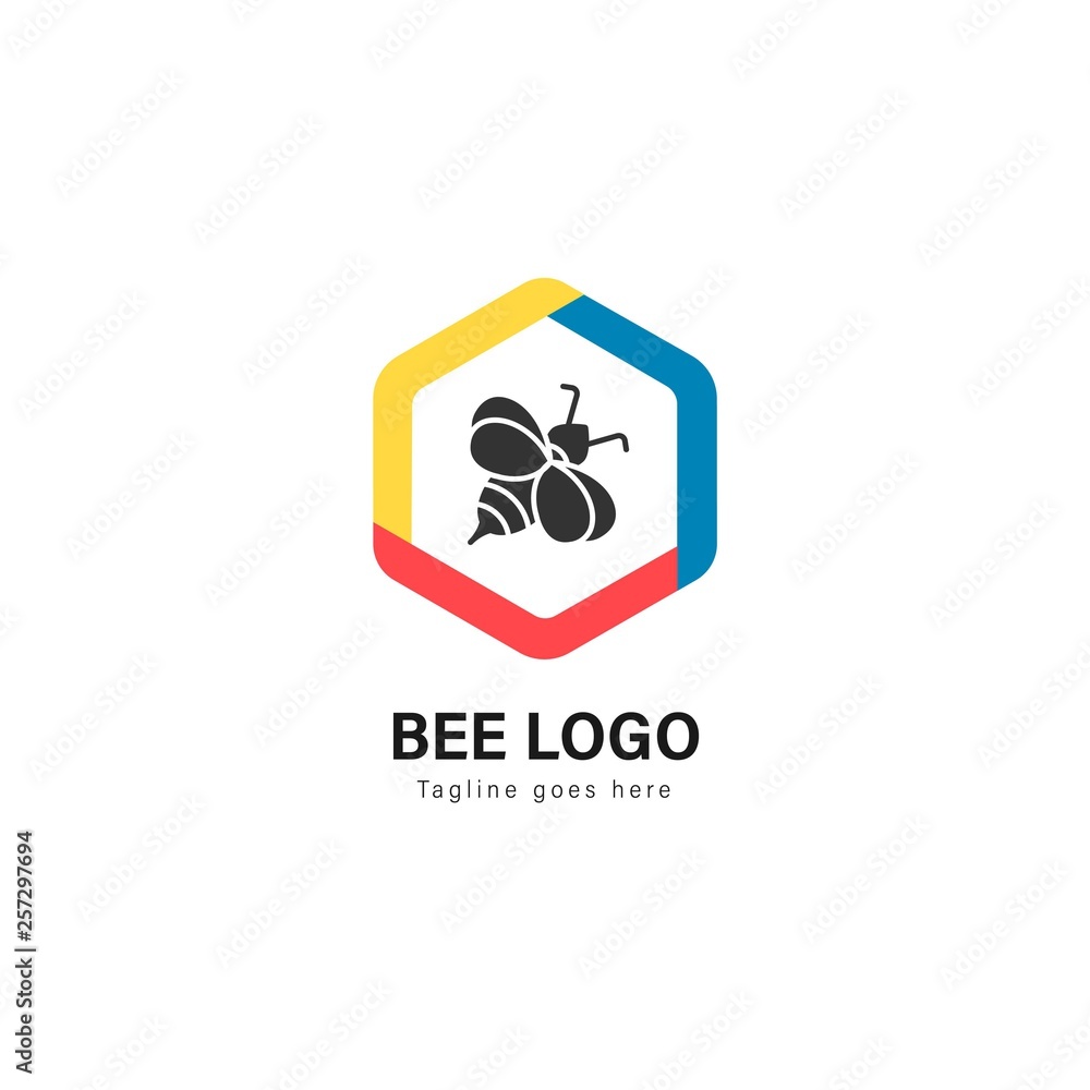 Bee logo template design. Bee logo with modern frame vector design Bee logo template design. Bee logo with modern frame vector design