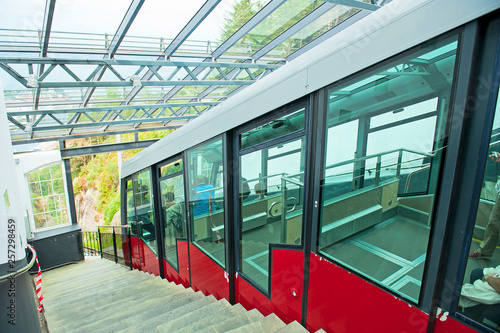 Funicular`s station on the top of Mount Floyen in Bergen, Norway