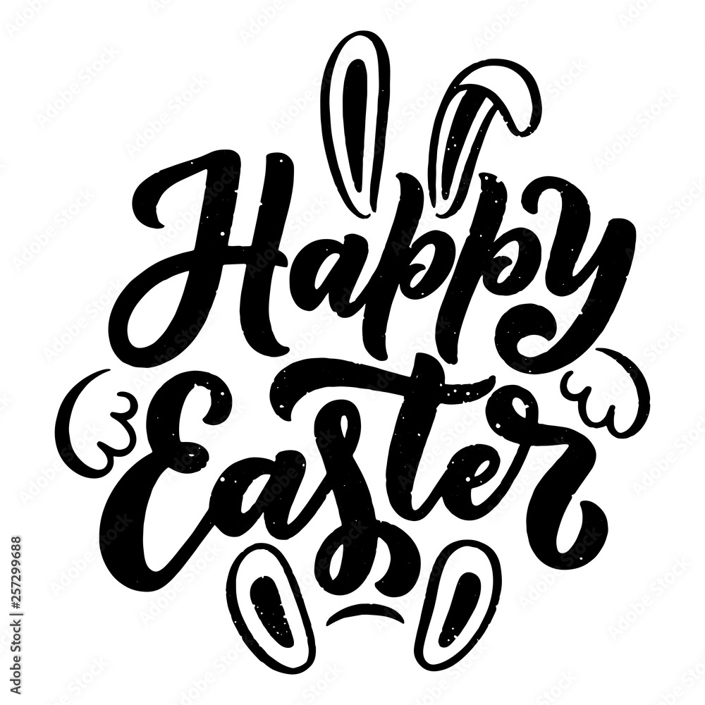 Fototapeta premium Calligraphy lettering for flyer design - Happy easter. Vector illustration. Template banner, poster, greeting postcard.