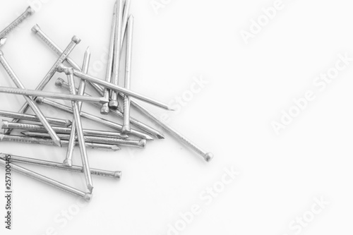 iron nails on the white background