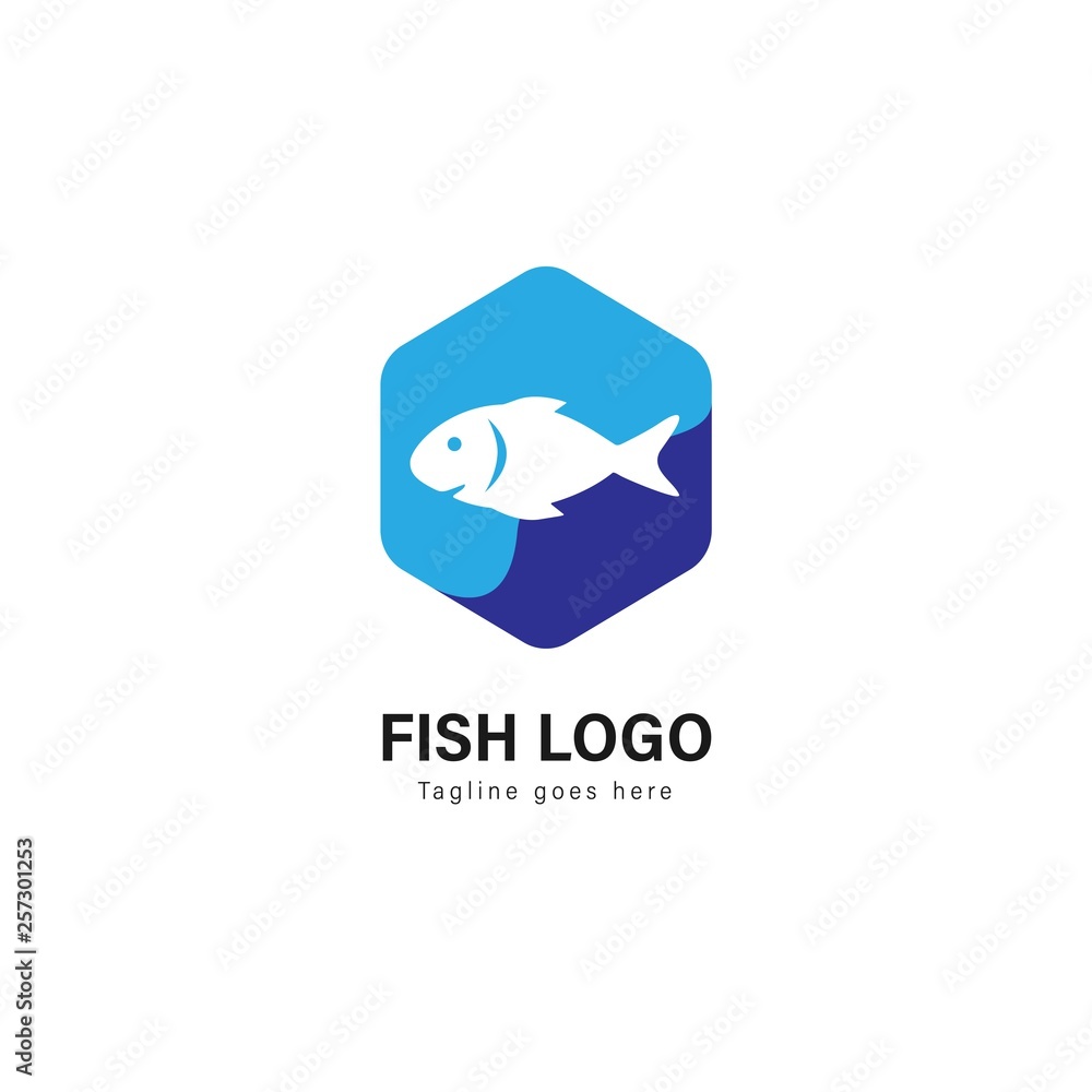 Fish logo template design. Fish logo with modern frame vector design Fish logo template design. Fish logo with modern frame vector design