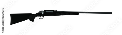 Rifle vector illustration isolated on white background. Hunting rifle silhouette symbol. Semi automatic carbine. Army and police weapons. Shotgun gun. Powerful deadly weapon.