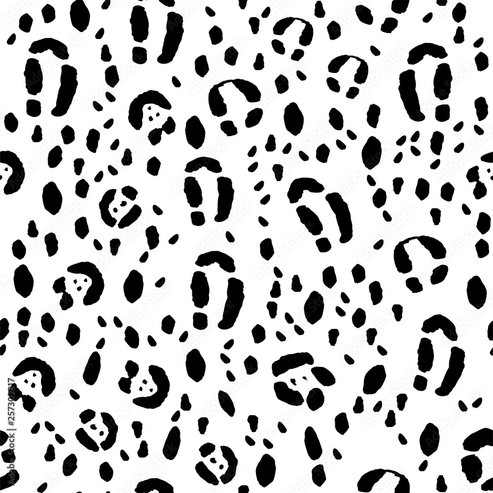 Seamless animal print, black spots on a white background. Stock vector illustration. Seamless animal print, black spots on a white background. Stock vector illustration.