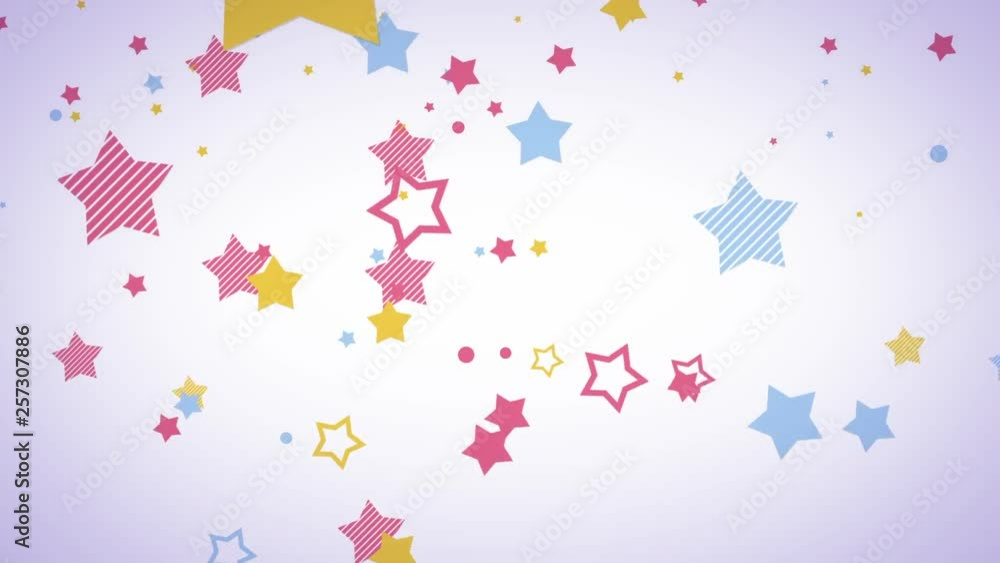 落下するポップな星エフェクト - カラフル/白背景