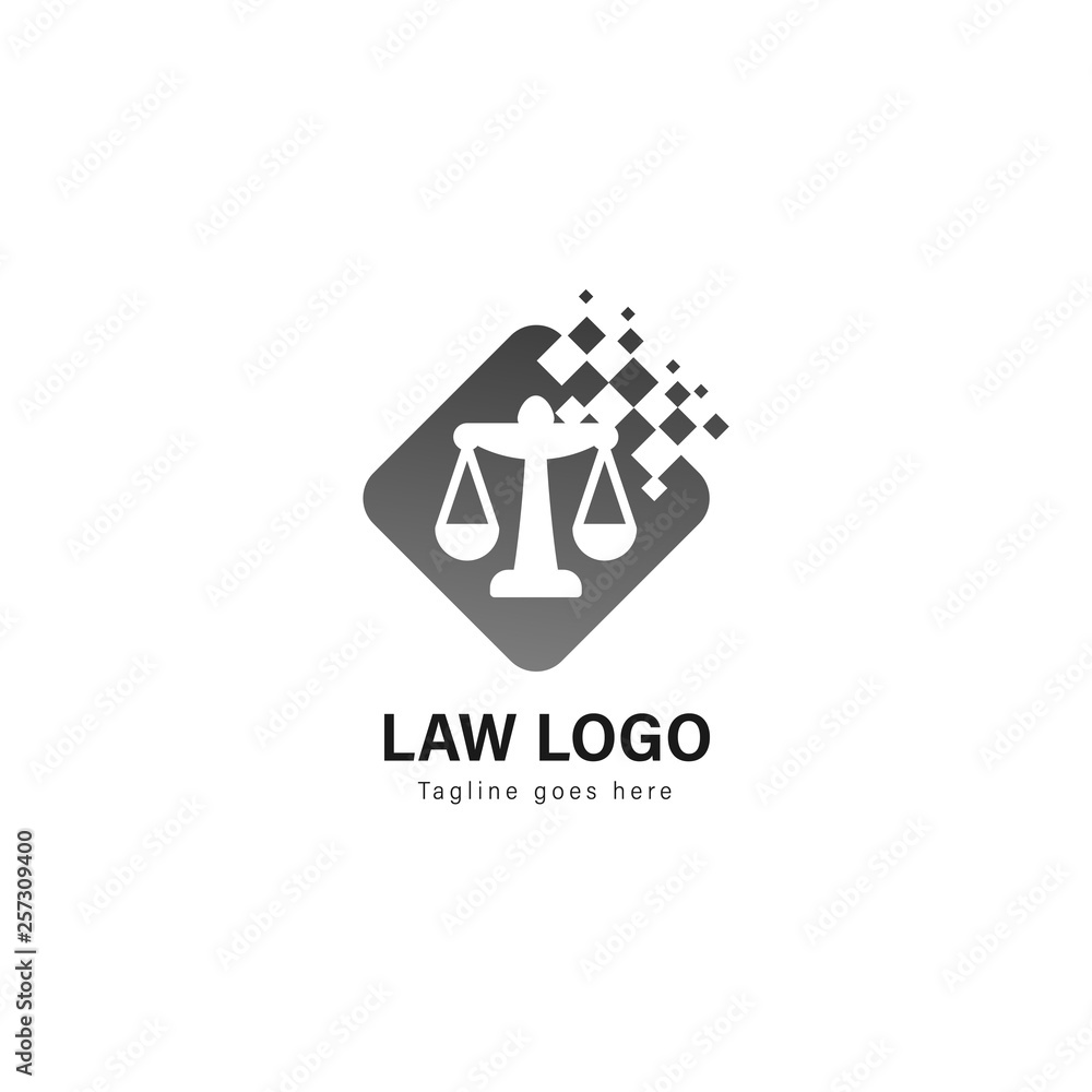 Law logo template design. Law logo with modern frame vector design Law logo template design. Law logo with modern frame vector design