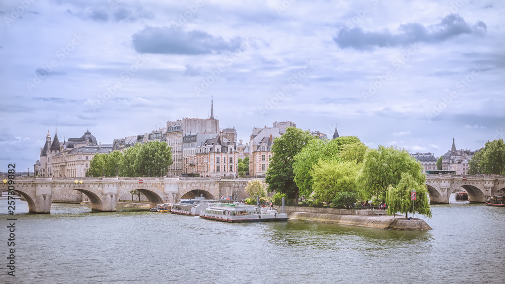Fototapeta premium Paris. The Pont Neuf and Cite island. View from the Pont des Arts.