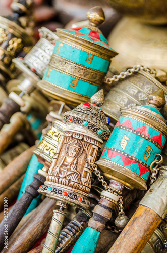 Hand held Tibetan Buddhist prayer wheels