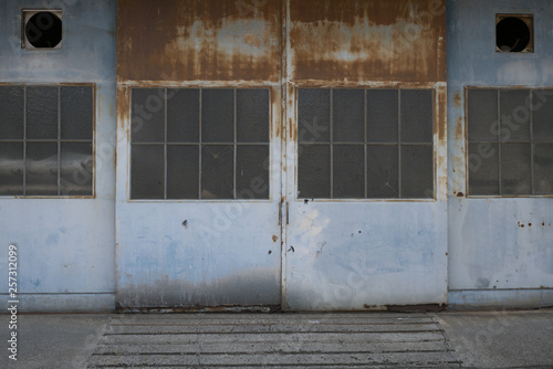 The wide door of the factory