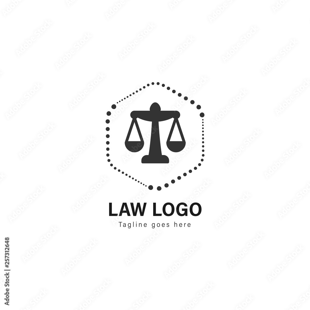 Law logo template design. Law logo with modern frame vector design Law logo template design. Law logo with modern frame vector design
