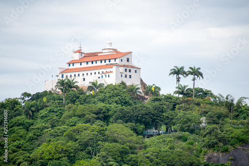 The "Convento da penha" or Convent of the Rock on top of its mountain in Vitòria, Espirito Santo, Brazil.