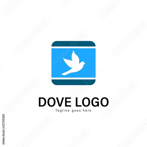 Dove logo template design. Dove logo with modern frame vector design