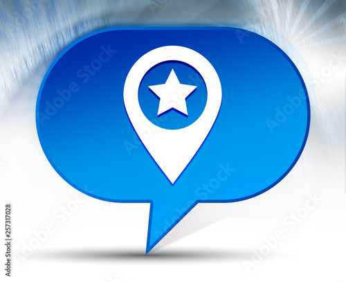 Map pointer star icon blue bubble background