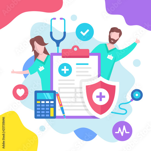 Health insurance concept. Vector illustration. Medical insurance. Modern flat design