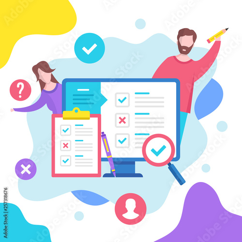 Online survey concept. Vector illustration. Modern flat design