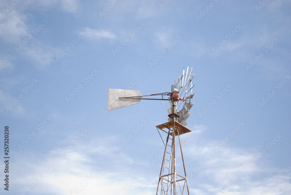 wind turbine on blue sky