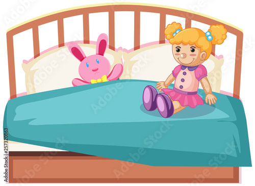 Fototapeta Naklejka Na Ścianę i Meble -  cute toys on bed