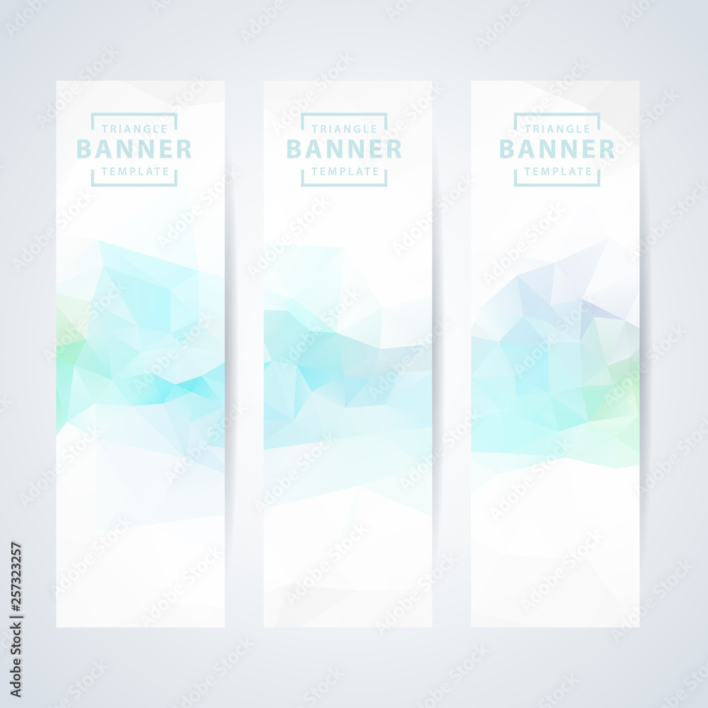Vector banners set blue triangle background