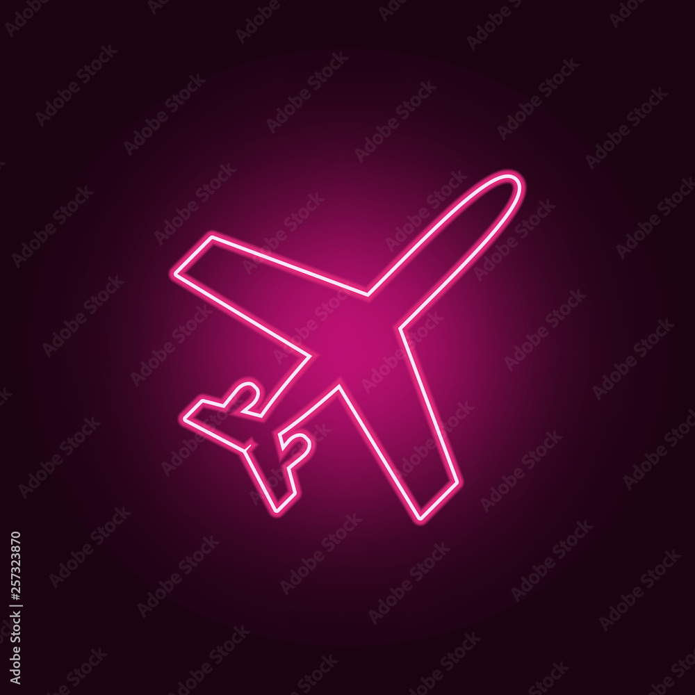 Fototapeta premium plane view from above icon. Elements of Airport in neon style icons. Simple icon for websites, web design, mobile app, info graphics
