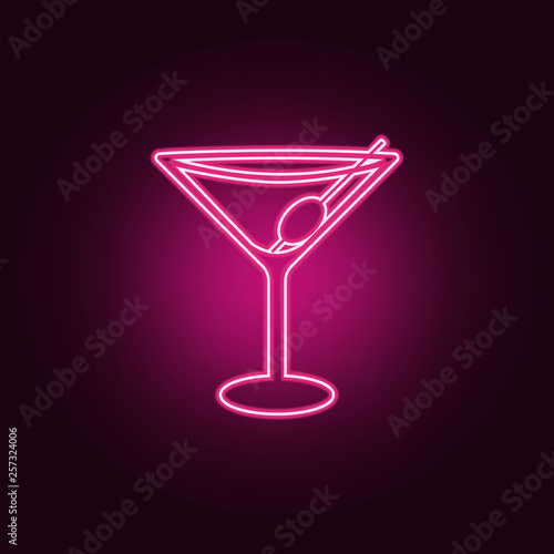 martini glass icon. Elements of Bar in neon style icons. Simple icon for websites, web design, mobile app, info graphics