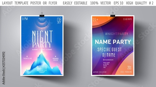 Vector template night party flyer,poster,booklet,brochure,banner,cover,invitation,advertisement for dance club,music festival,concert,performance.Colorful abstract Vector Illustration for wallpaper.