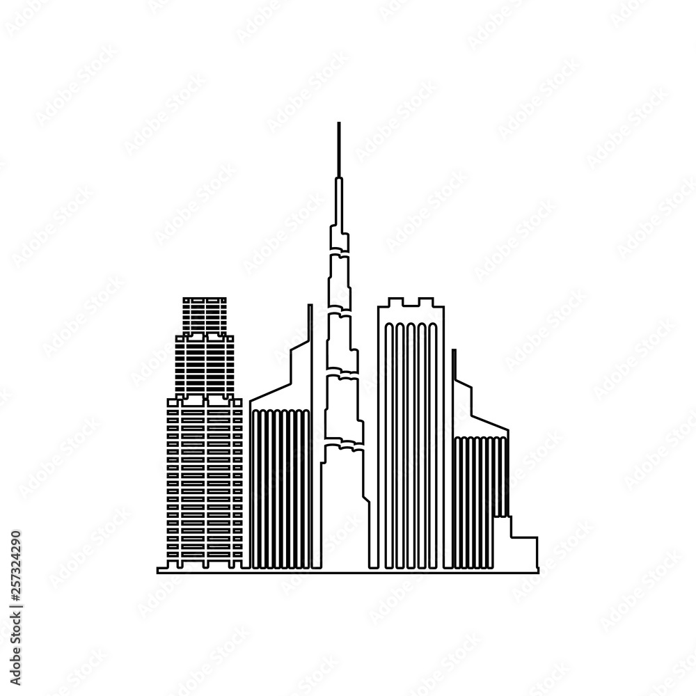 cityscape of Dubai icon. Element of Cityscape for mobile concept and web apps icon. Outline, thin line icon for website design and development, app development