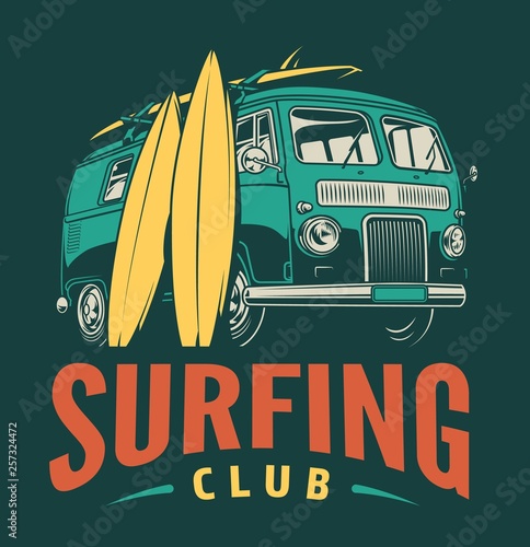 Vintage surfing club emblem