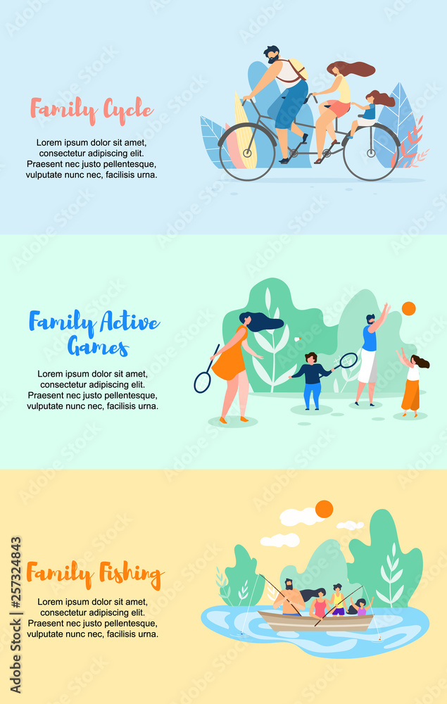 Family Cycle Active Games Family Fishing Vector Family Cycle Active Games Family Fishing Vector