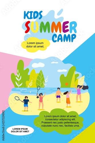 Vector Illustration Kids Summer Camp Holidays. 