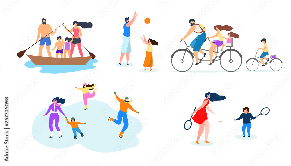 Vector Flat Illustration Family Active Lifestyle.